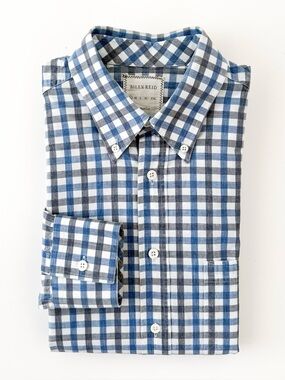 NEW Billy Reid Cotton Button-Down Check Shirt Blue White Gray S
